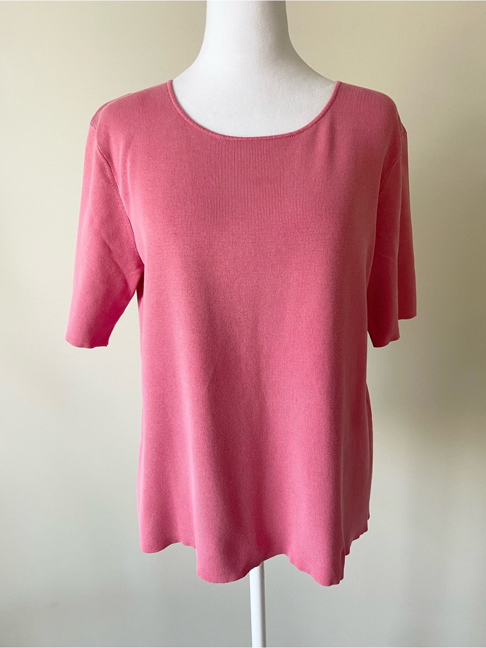 Charter Club Women's Pink Short Sleeve Knit Silk Mix Round Neck Top EUC size L